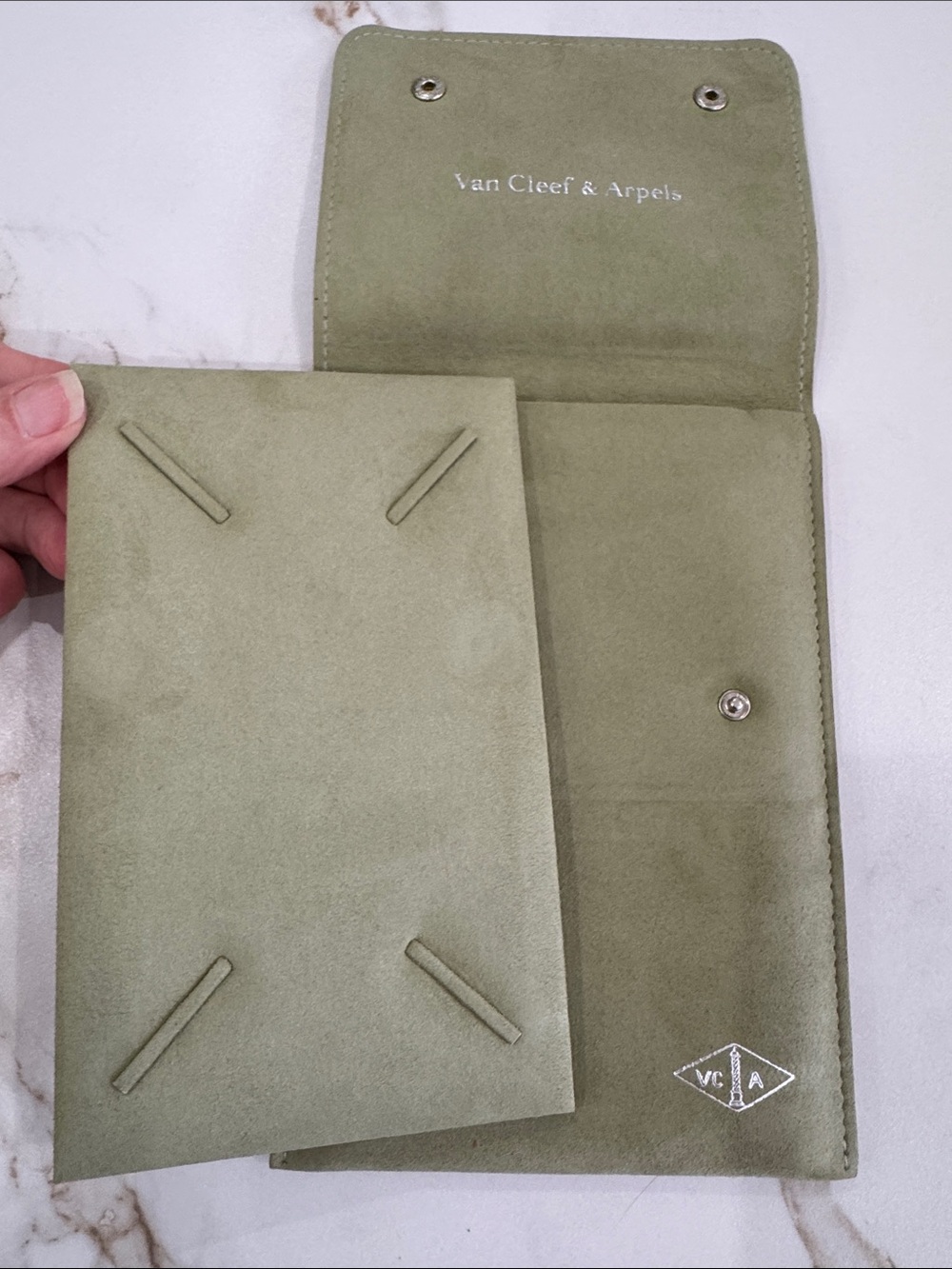 Van Cleef & Arpels Olive Green Suede Jewelry Case